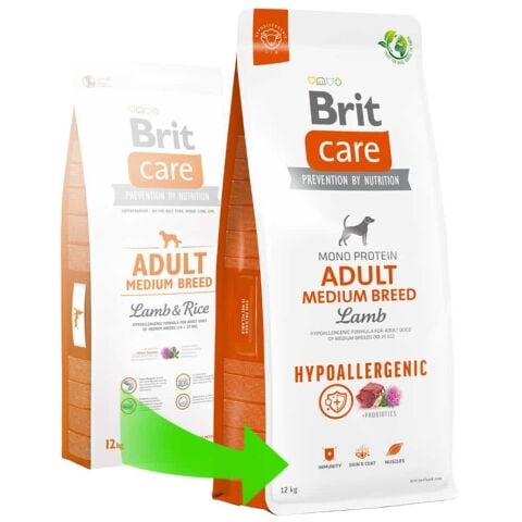 Brit Care Hypoalerjenik Kuzu Eti ve Pirinçli Orta Irk Yetişkin Köpek Maması 3kg