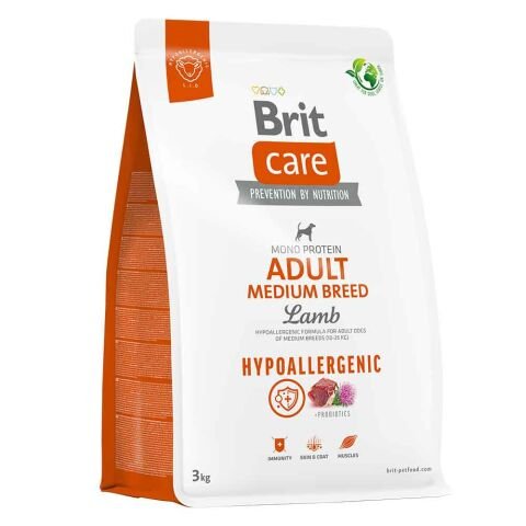 Brit Care Hypoalerjenik Kuzu Eti ve Pirinçli Orta Irk Yetişkin Köpek Maması 3kg