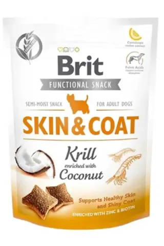 Brit Functional Snack Skin & Coat Krill ve Hindistan Cevizli Köpek Ödülü 150g