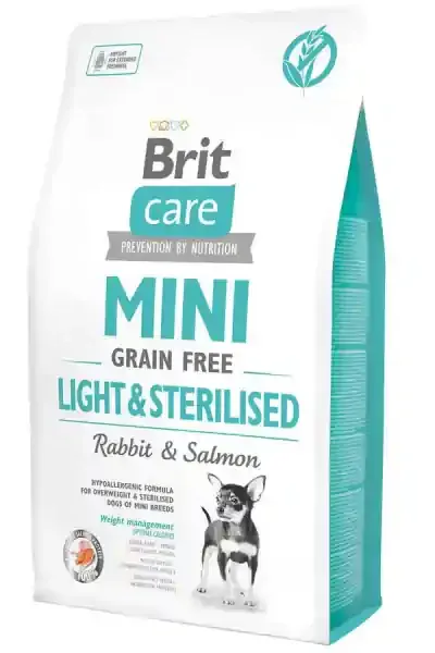 Brit Care Mini Light & Sterilised Tahılsız Kısırlaştırılmış Köpek Maması – Tavşan & Somon 2 Kg