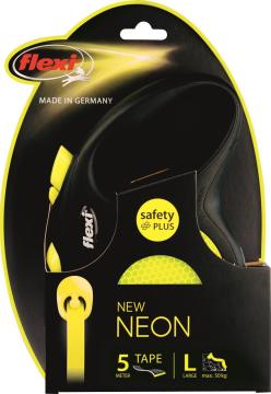 Flexi New Neon Gezdirme Tasması 5 Metre Şerit Large Sarı