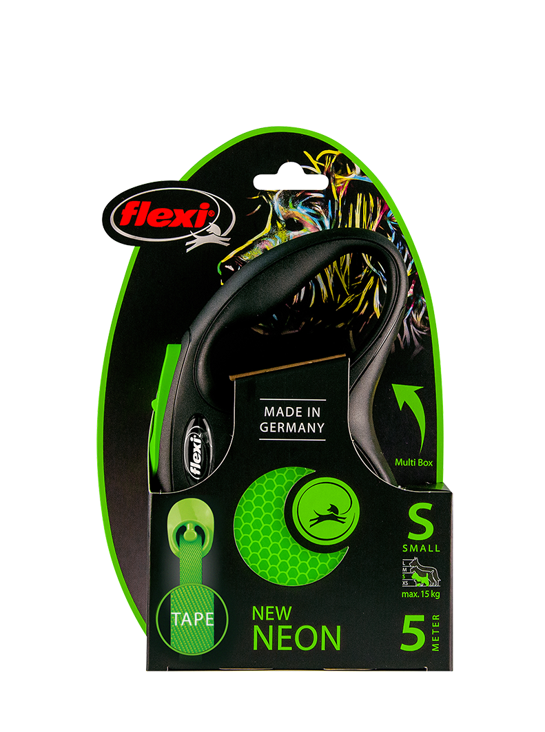 Flexi New Neon Gezdirme Tasması 5M Şerit Yeşil Small