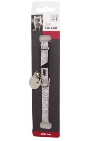 M-Pets Glitter Simli Zilli Kedi Boyun Tasması Gümüş & Kırmızı