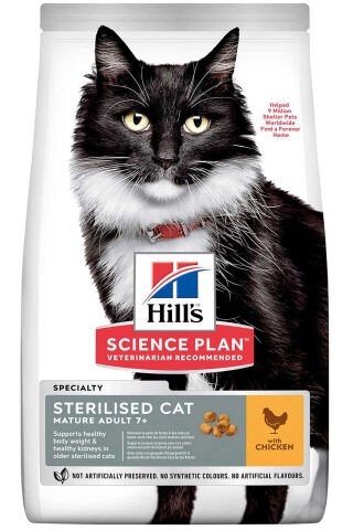 Hills Mature Adult 7+ Tavuklu Kısırlaştırılmış Yaşlı Kedi Maması 1,5kg