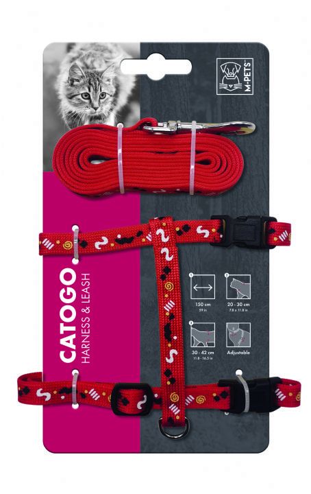 M-Pets Catogo Kedi Gögüs + Gezdirme Tasmasi Kirmizi