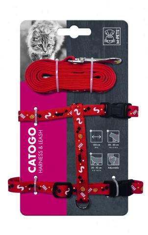 M-Pets Catogo Kedi Gögüs + Gezdirme Tasmasi Kirmizi