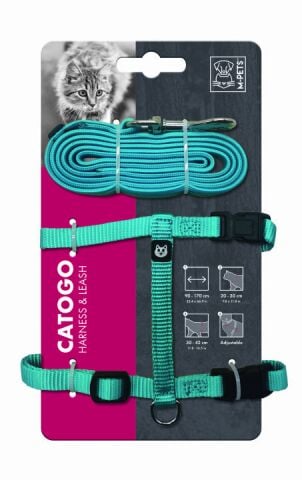 M-Pets Catogo Kedi Göğüs + Gezdirme Tasması Seti Mavi