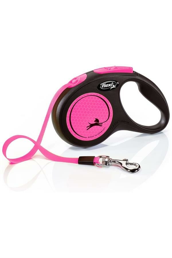 Flexi New Neon Gezdirme Tasması 5 Metre Şerit Medium Pembe