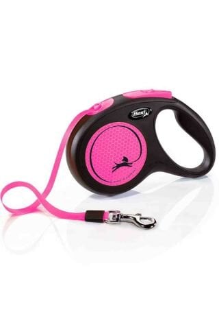 Flexi New Neon Medium Otomatik Gezdirme Tasması 5 Metre Pembe