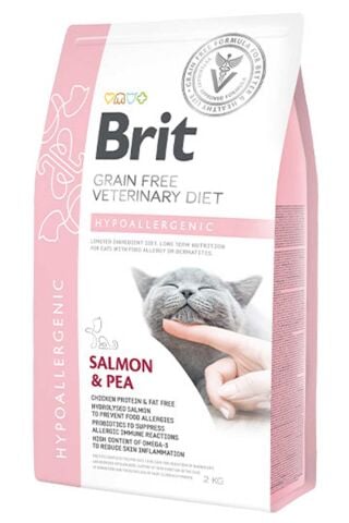 Brit Veterinary Diet Hypoallergenic Tahılsız Somon & Bezelye Yetişkin Kedi Maması 2 Kg