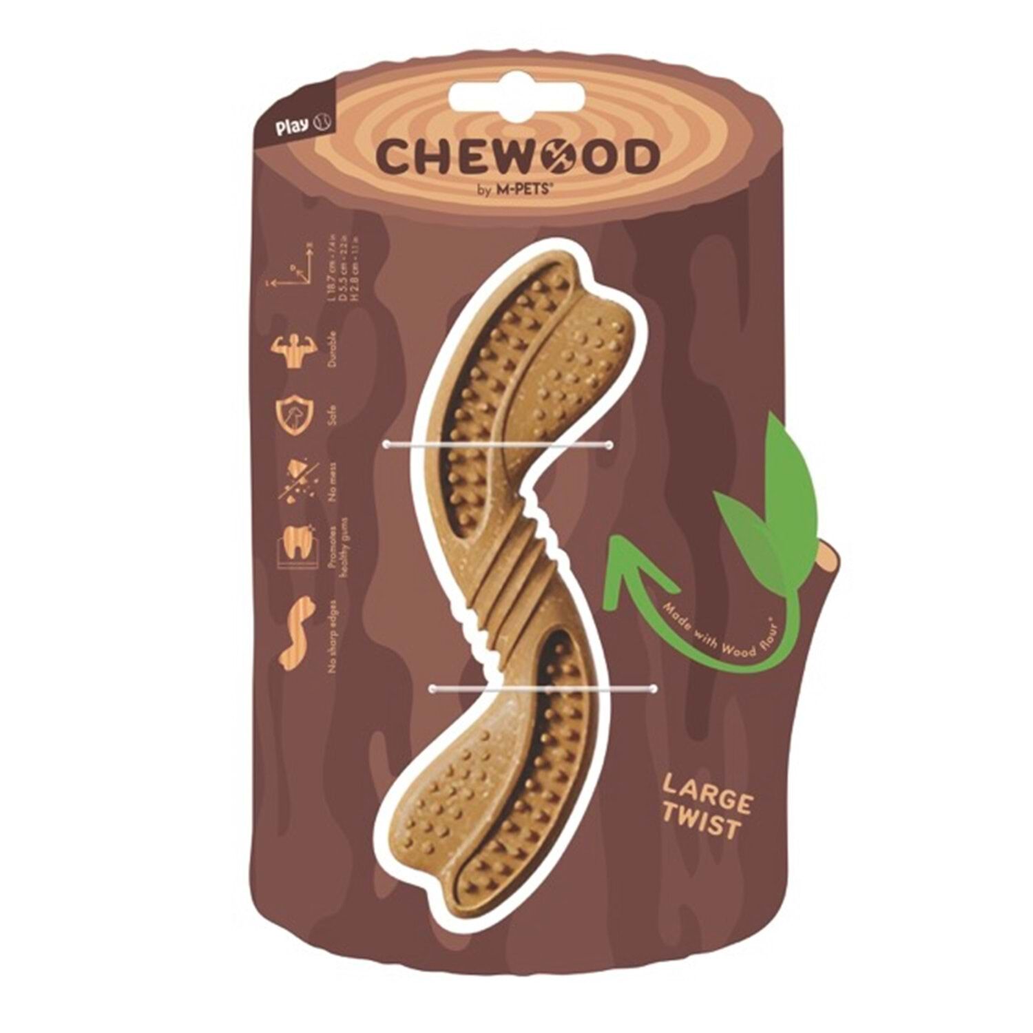 M-Pets Chewood Large Twist Ahşap Dokulu Köpek Oyuncağı