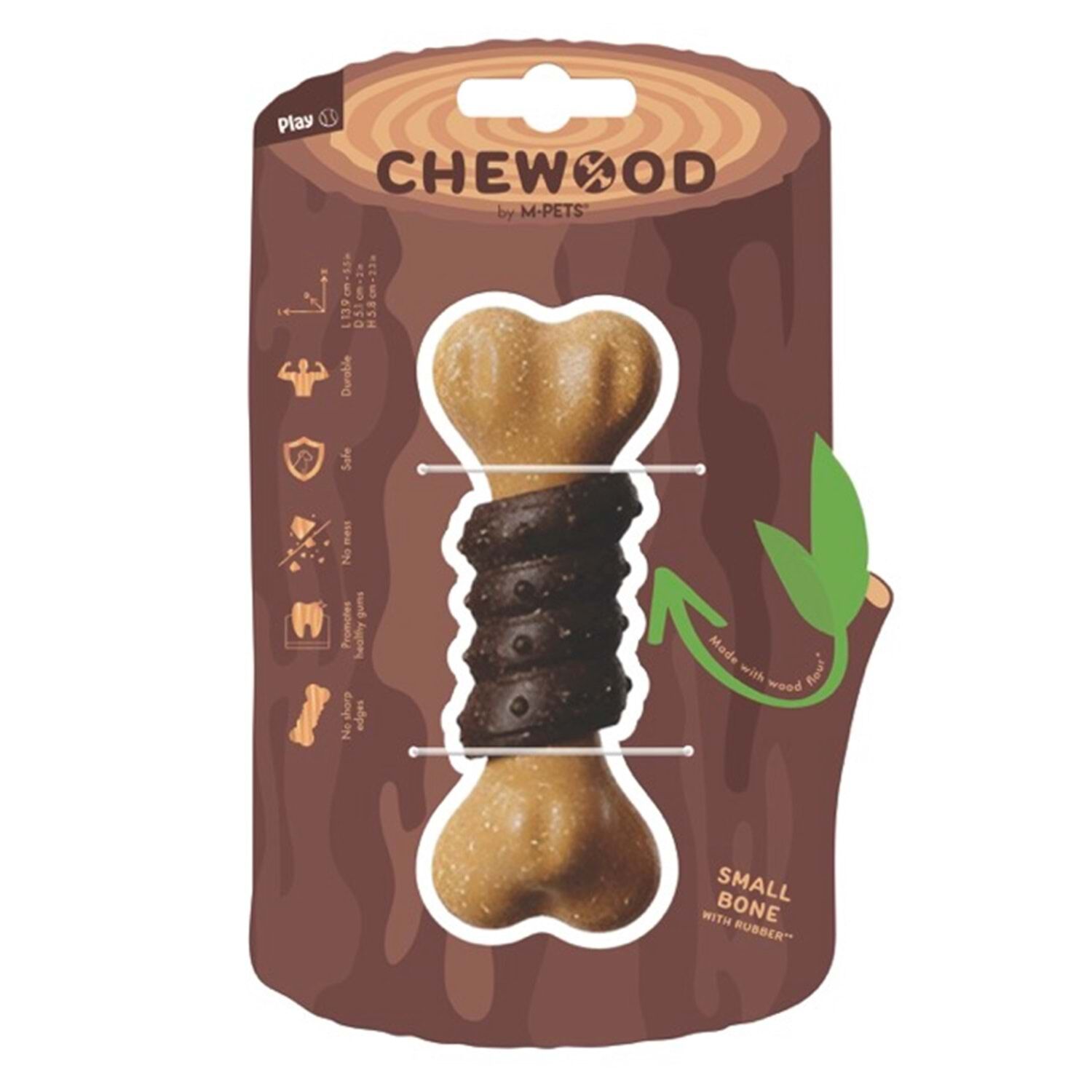 M-Pets Chewood Small Bone Kauçuklu Ahşap Dokulu Köpek Oyuncağı