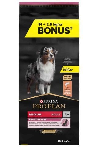 Pro Plan Somonlu Orta Irk Hassas Derili Yetişkin Köpek Maması 14kg + 2,5kg