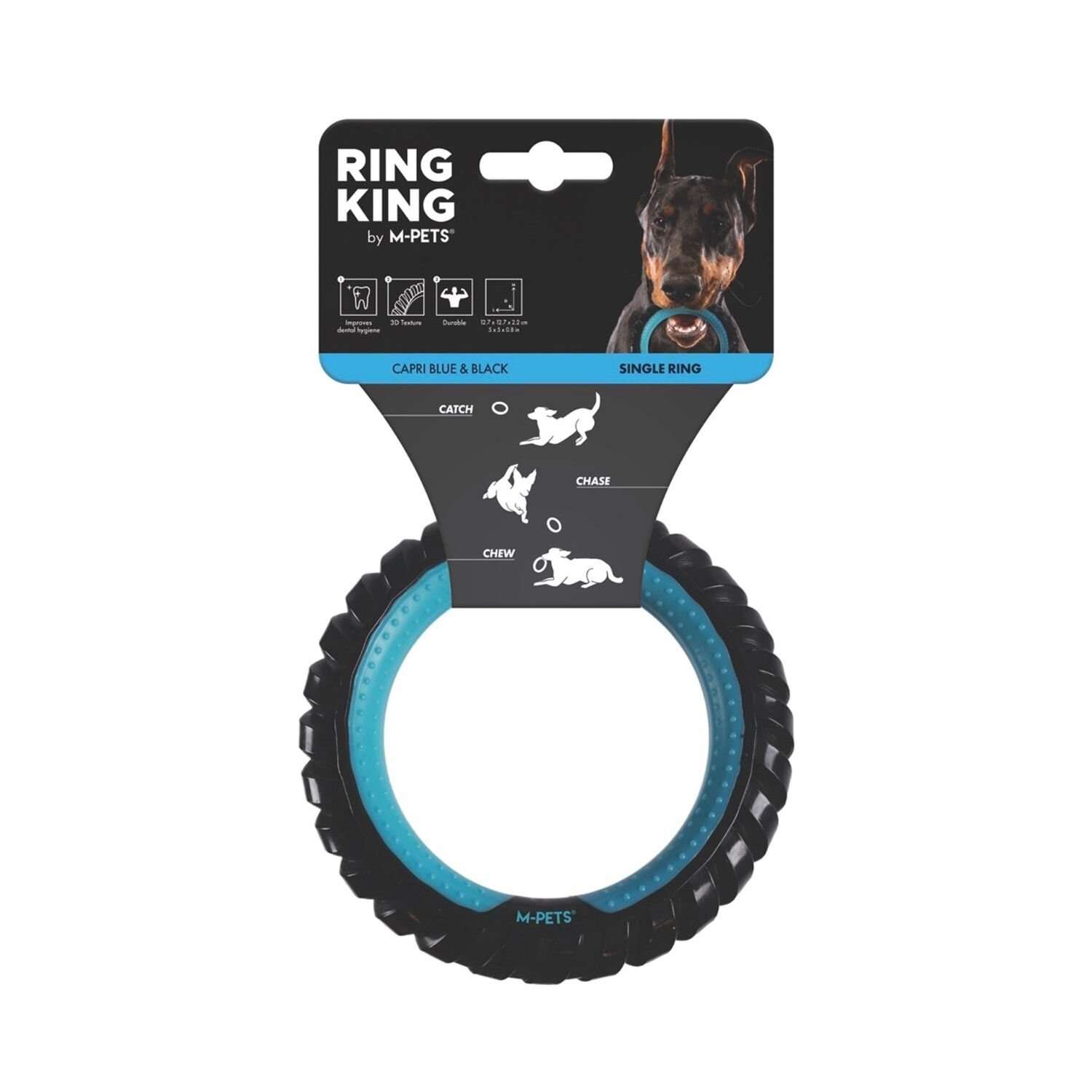 M-Pets Ring King Capri Mavi & Siyah Kauçuk Köpek Oyuncağı