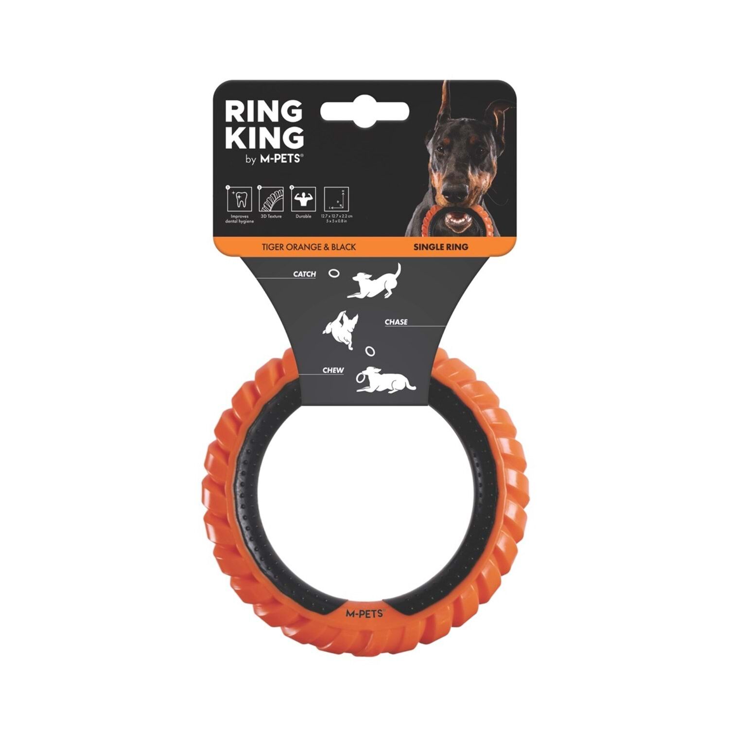 M-Pets Ring King Turuncu & Siyah Kauçuk Köpek Oyuncağı