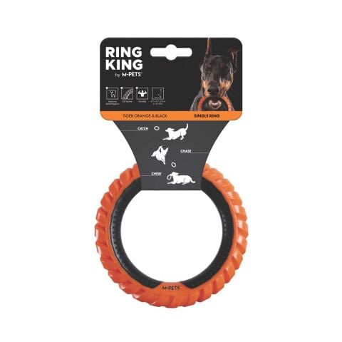 M-Pets Ring King Turuncu & Siyah Kauçuk Köpek Oyuncağı