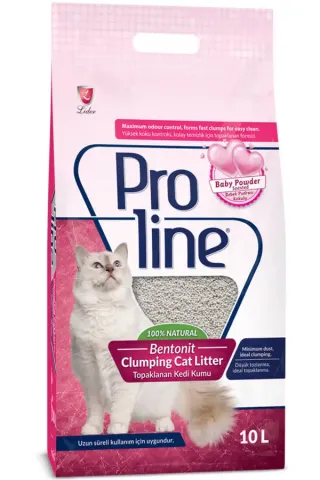 Proline Bebek Pudrası Kokulu Bentonit Topaklanan Kedi Kumu 10 Lt