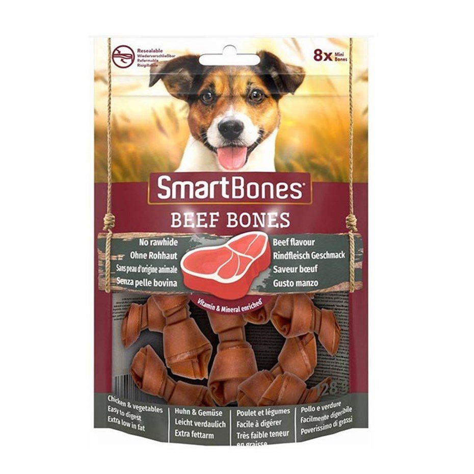 SmartBones Beef Bones Köpek Ödül Maması – Biftek Aromalı, Derisiz, Vitamin ve Mineral Takviyeli